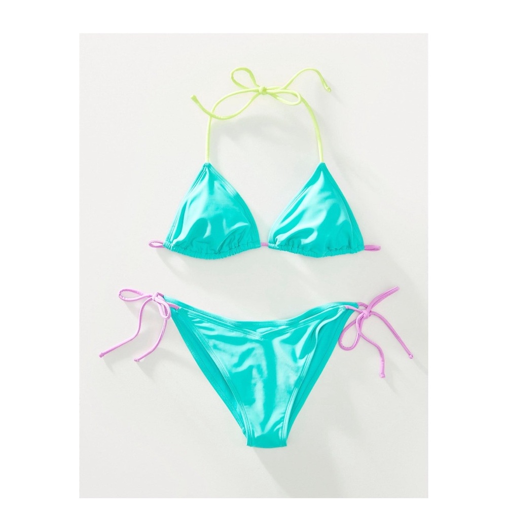 No Boundaries Teal String Bikini With Yellow And … - image 5